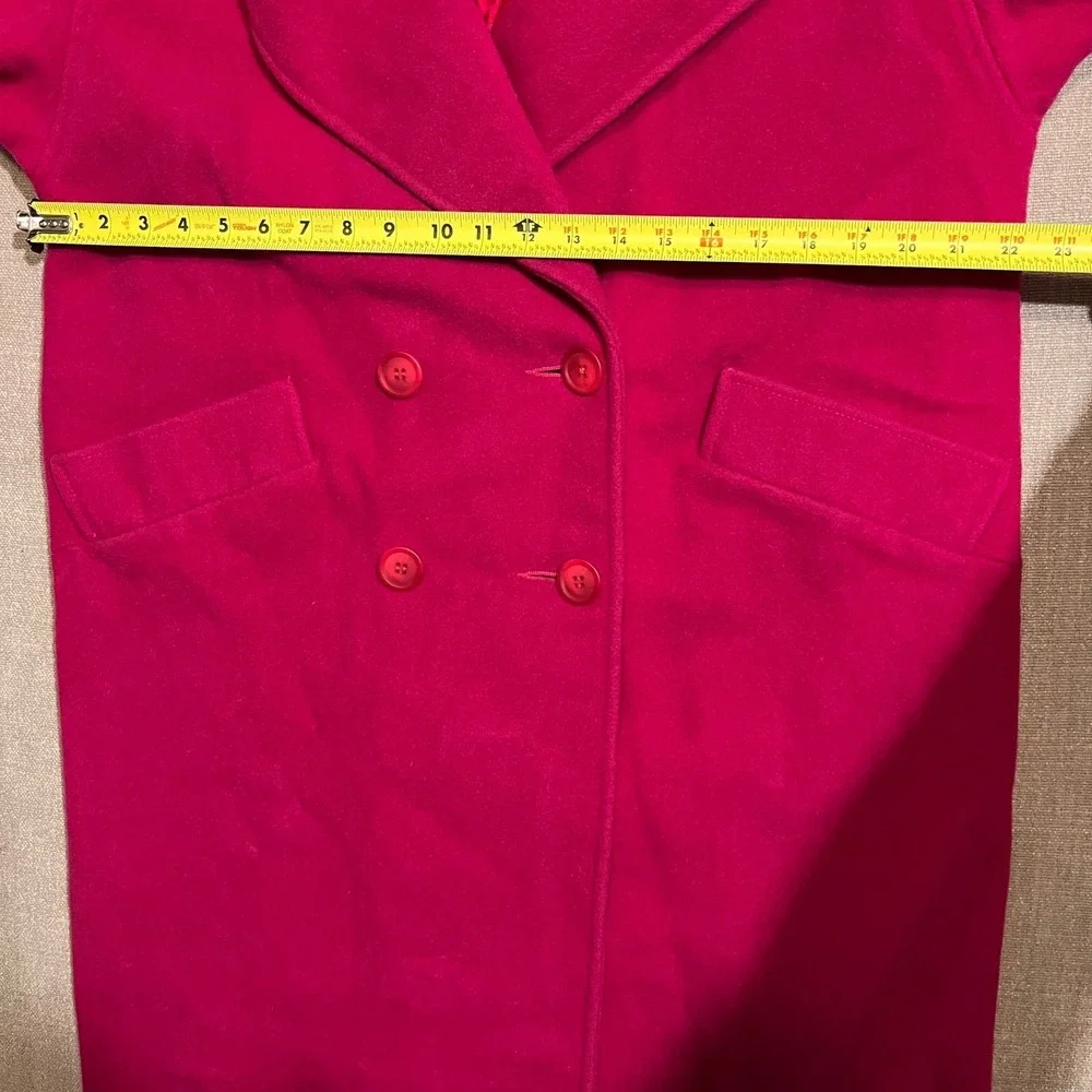 Vintage Wool Fuschia Double‎ Breasted Overcoat Made in USA Pink Heavy